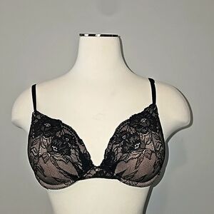 Maidenform Black Underwire Padded Adjustable Straps Lace 34C VGUC